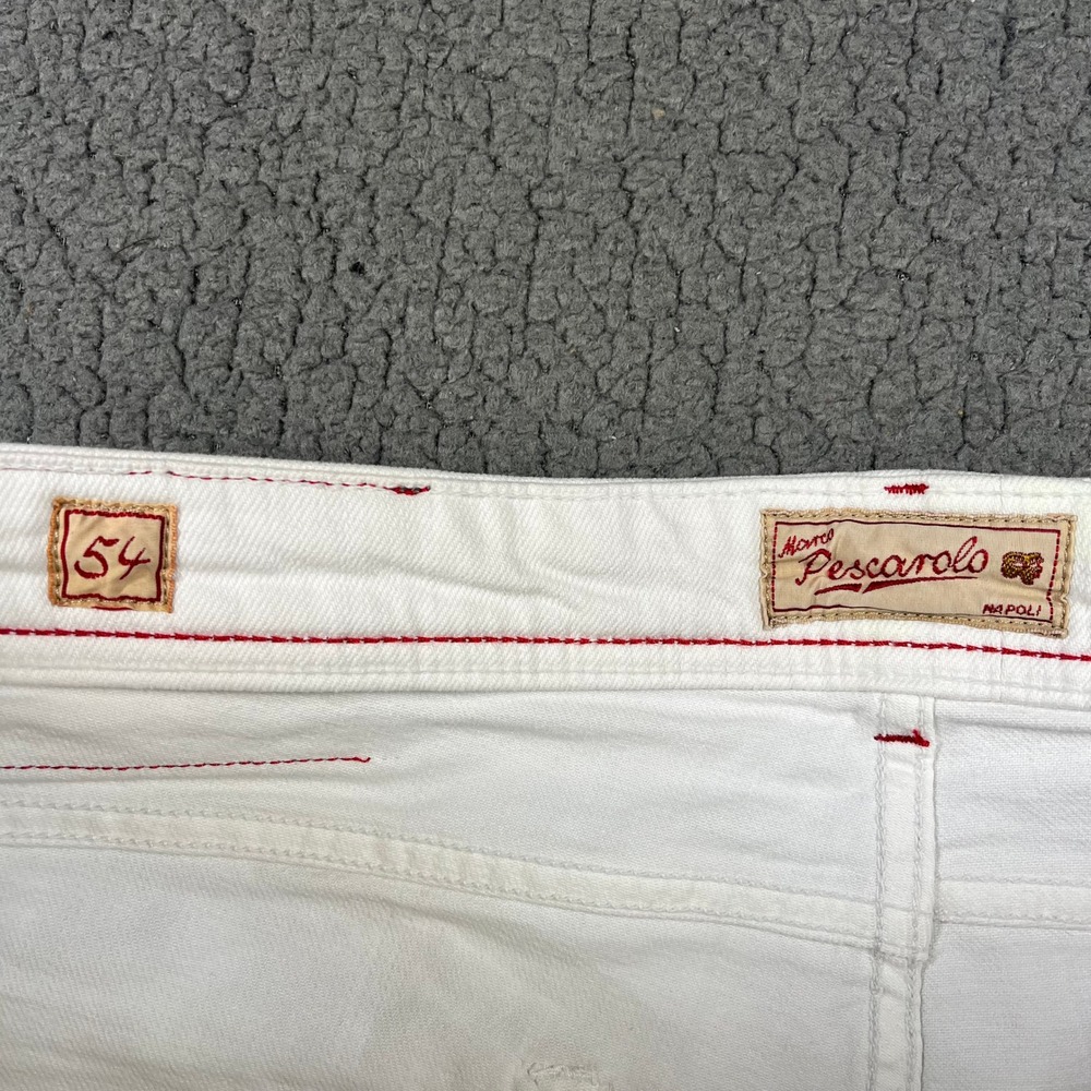 Marco Pescarolo Nerano Denim Jeans Napoli 1 White Mens 54 Made in Italy 39J16 - Picture 8 of 14